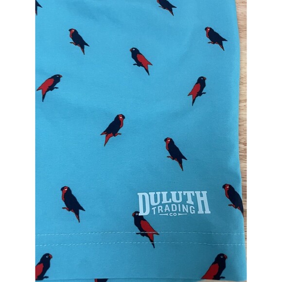 Duluth Trading Co Mens Bull Moose DuluthFlex 9" Parrots Print Board Short Sz 38 - Picture 4 of 13